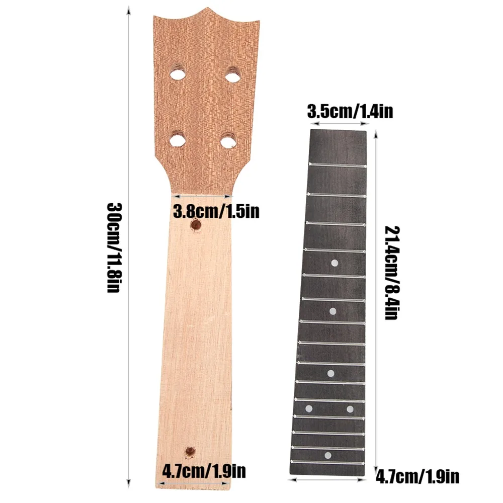 Mástil de ukelele Okoume y palisandro, diapasón para concierto - imagen 5