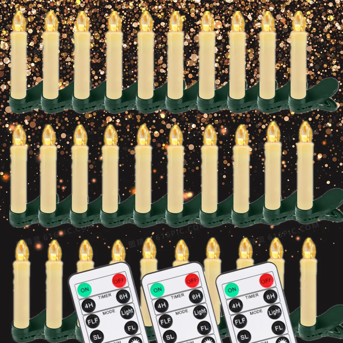 Velas LED cónicas sin llama – Clip temporizador para árbol y bodas - imagen 4