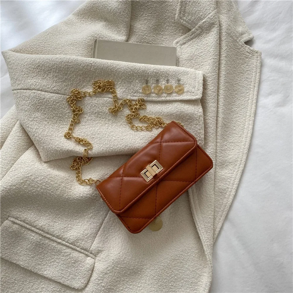 Bolso bandolera cuadrado liso con cadena metálica y PU - imagen 2