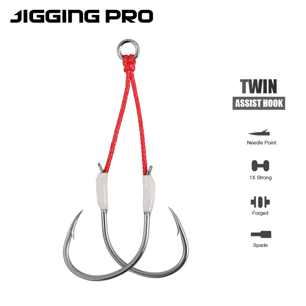Anzuelos Assist Jigging Pro 1 – Doble púa alto carbono saltwater - imagen 2