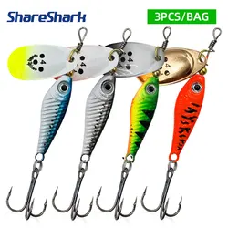 ShareShark Señuelo giratorio metálico con anzuelo triple para lucio