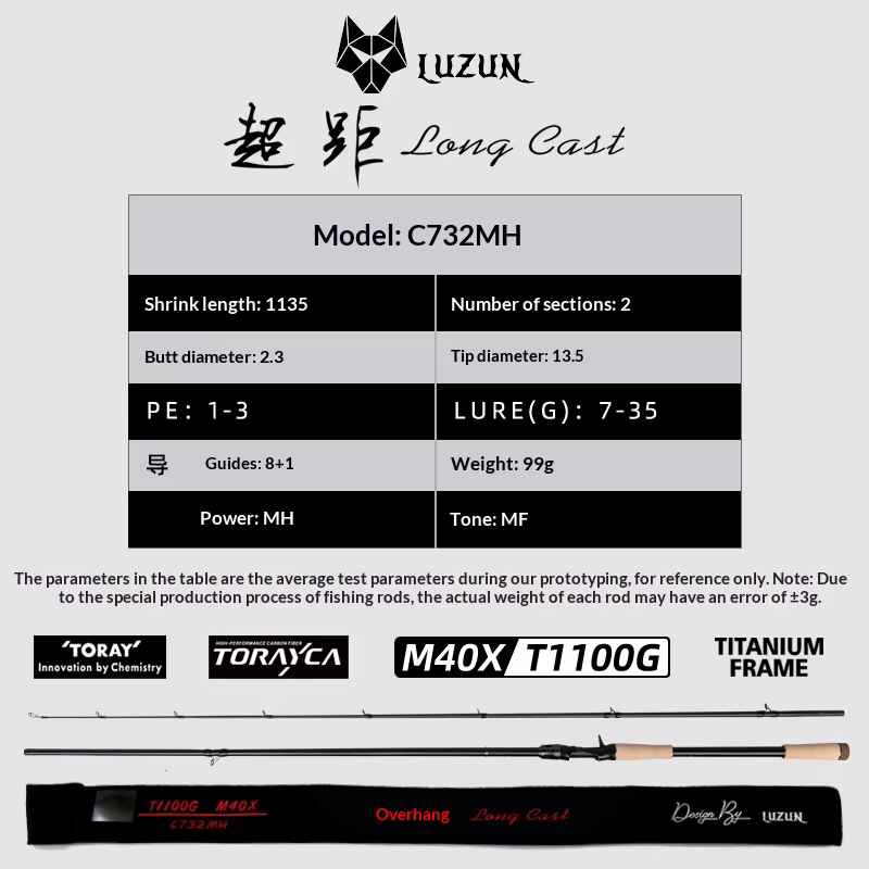 Caña de casting Luzun Toray – Largo alcance para señuelo - imagen 2