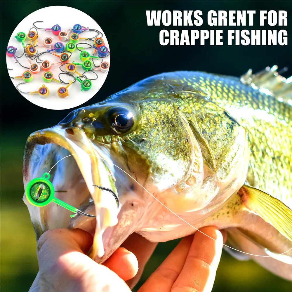 Crappie Jig Heads con ojos 3D Swimbait para trucha lubina y vinilo - imagen 5