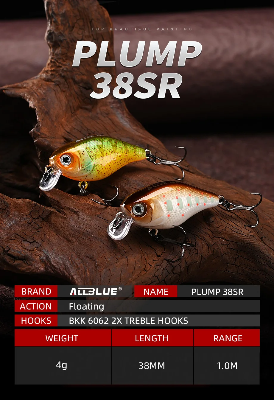 ALLBLUE Crankbait 38mm 4g flotante