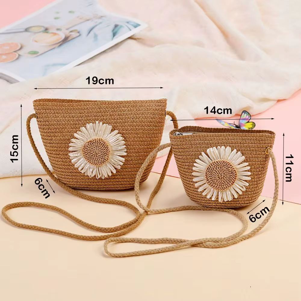 Monedero de paja con forma de concha – Bolso de playa femenino - imagen 4