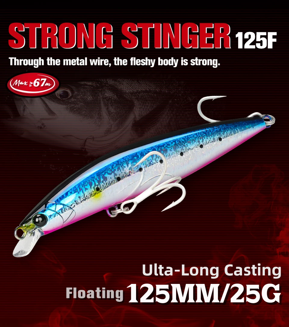 Vista lateral del TSURINOYA Inshore Minnow STINGER 125F