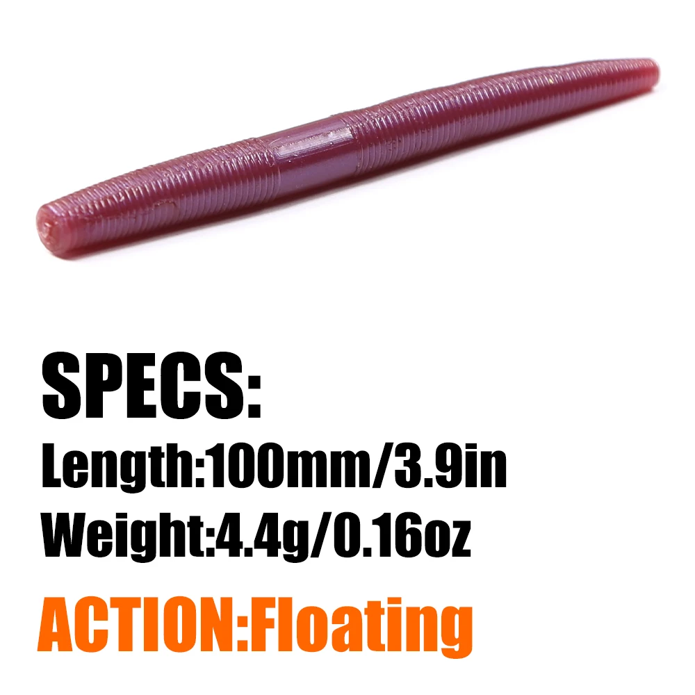 B&U 100mm Senko Flotante – Vinilo Weightless para Lubina Ned Rig - imagen 5