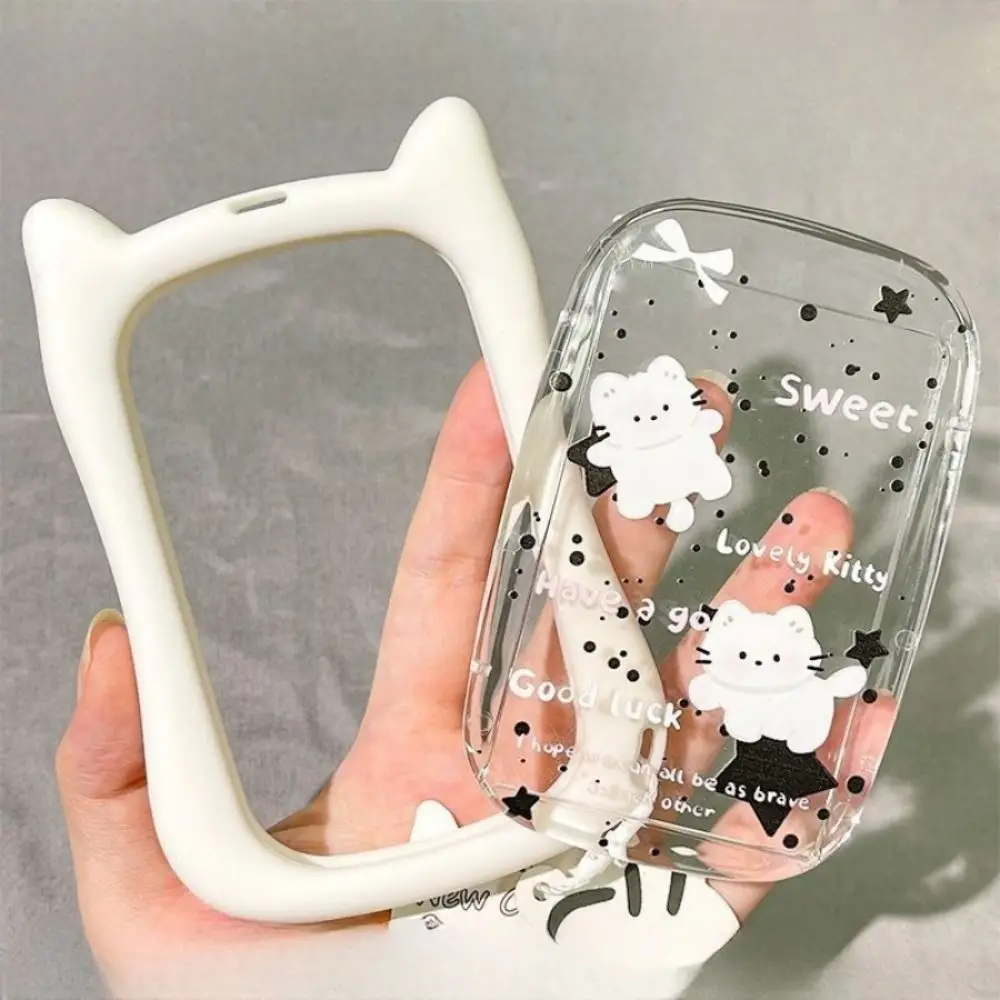 Porta Tarjetas Transparente de Acrílico con Orejas de Gato Kawaii
