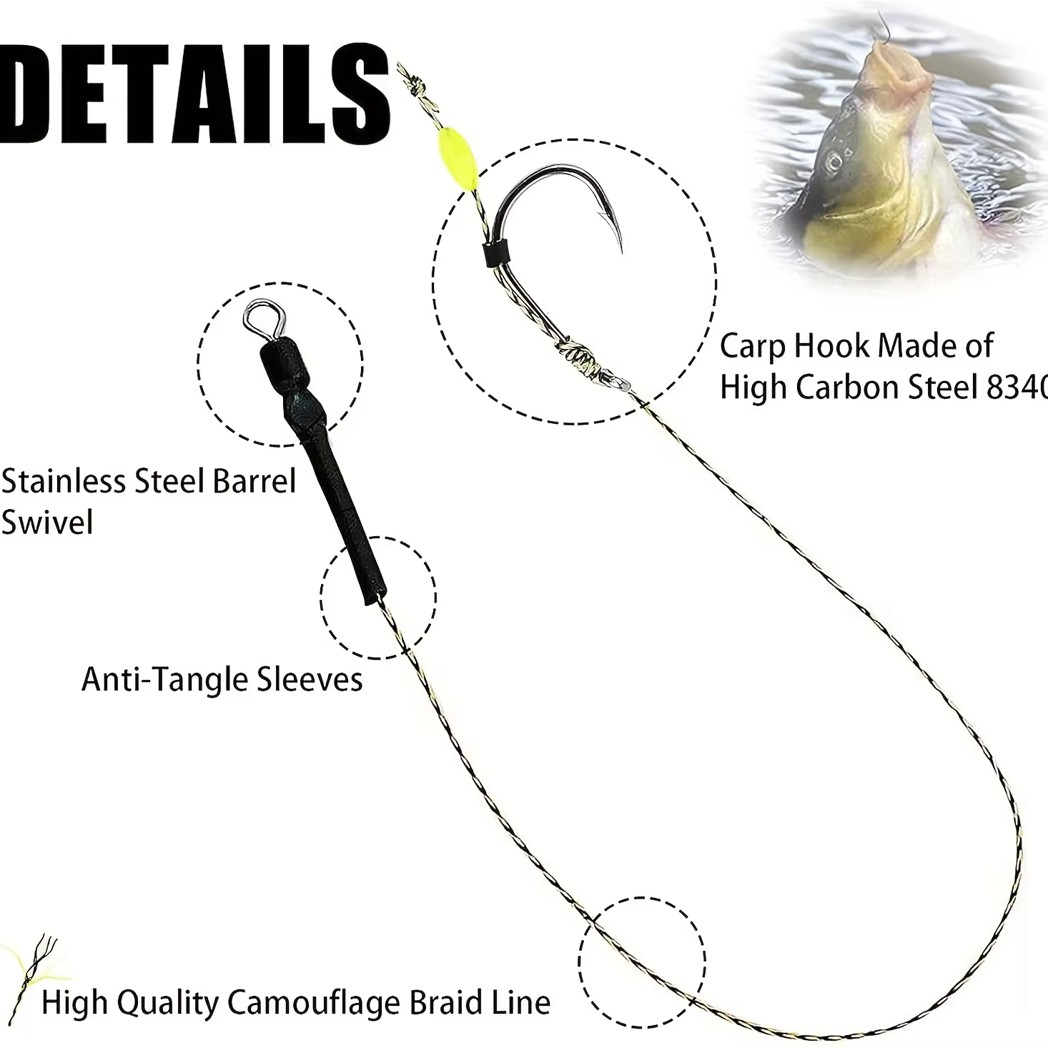 Montajes Hair Rig para Carpa con Trenzado – Boilie Stops y Agujas - imagen 4
