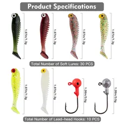 Kit señuelos blandos 5 cm con anzuelo jig head – pesca deportiva