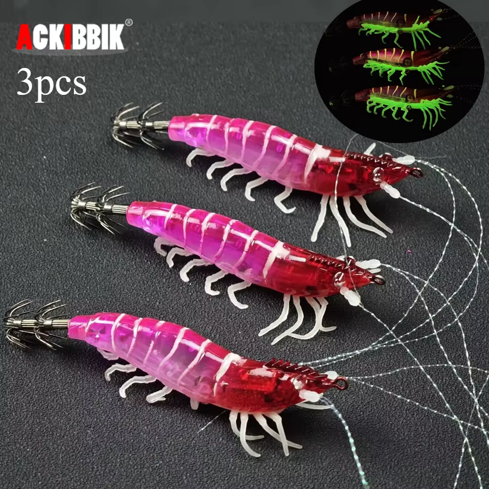 Cebo jig de camarón luminoso para pesca en el mar