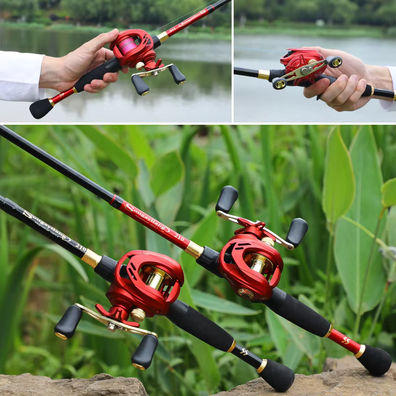 Sougayilang Combo: Cana telescopica de pesca fibra carbono 2,4-7,2 m - imagen 5