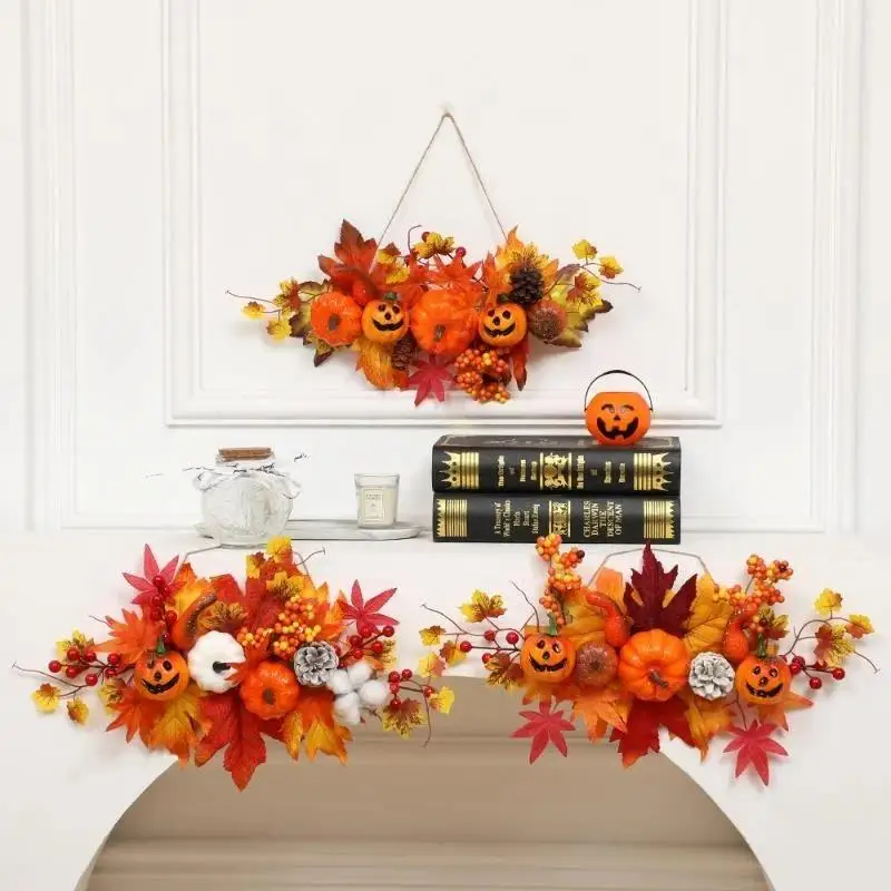 Colgante decorativo Halloween hoja de arce y calabaza para pared - imagen 5