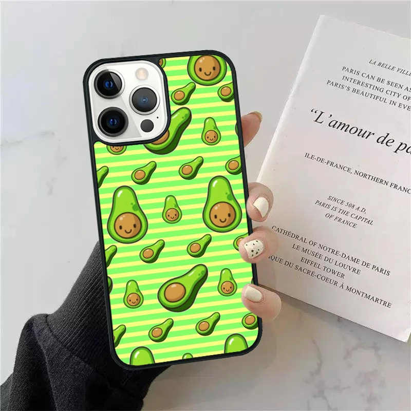 Funda de aguacate cartoon para iPhone vista frontal