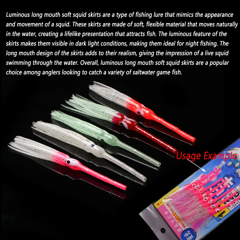 Bimoo Sabiki luminoso 9cm – Falda de calamar para anguila - imagen 5