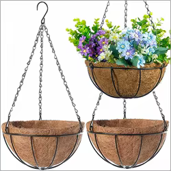 Cesta colgante metal para plantas 8/10 pulg. con forro coco