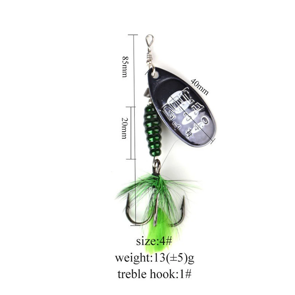 Spinner metálico con pluma – Señuelo artificial triple para agua salada - imagen 5