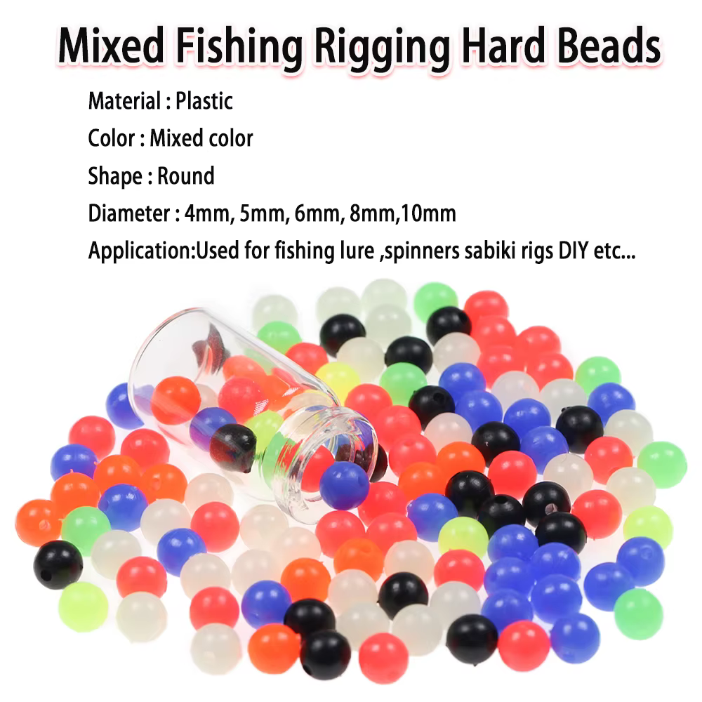 Perlas redondas de plástico duro para anzuelo triple – Colores mixtos - imagen 3