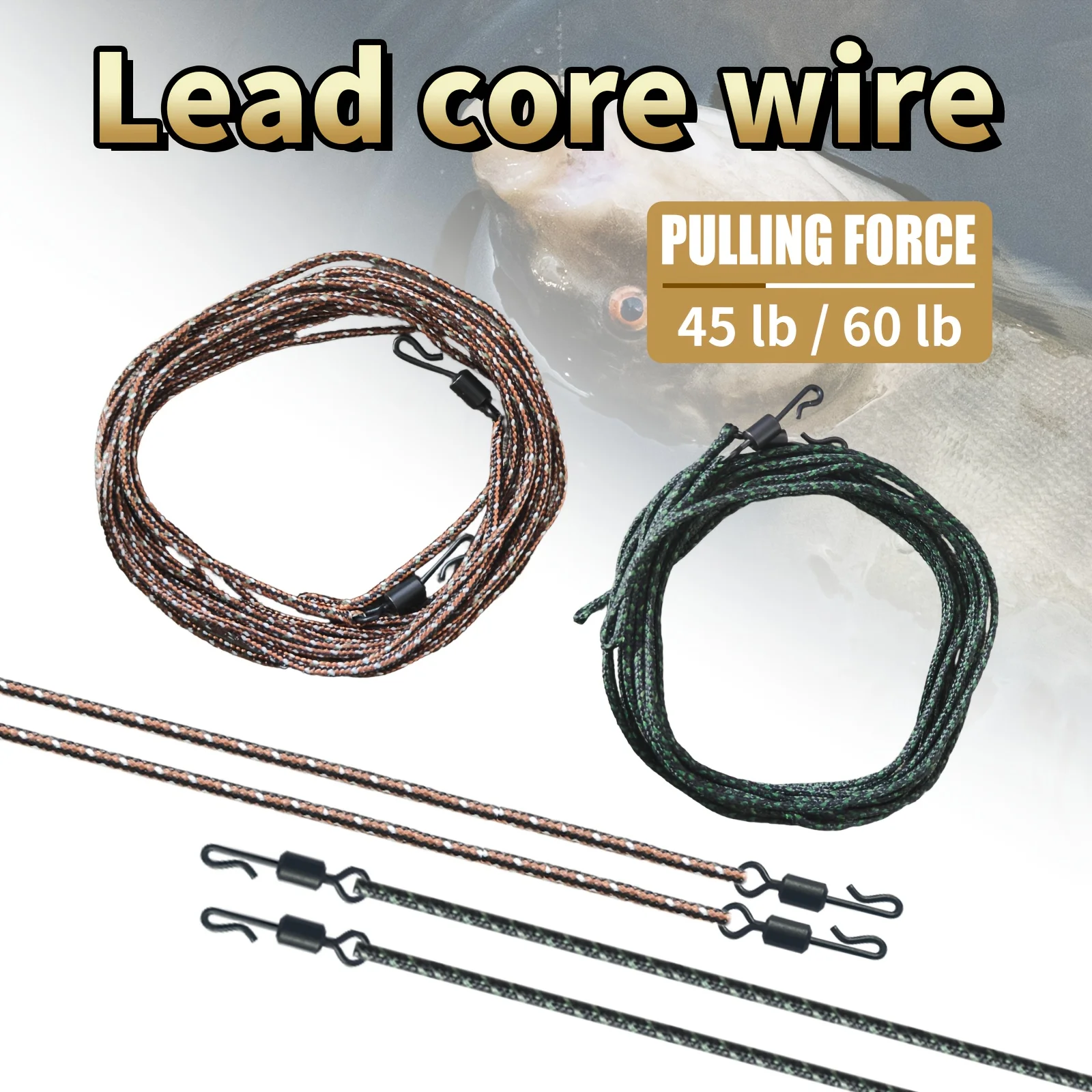 Líneas leadcore con anilla giratoria y sistema anti-enredos