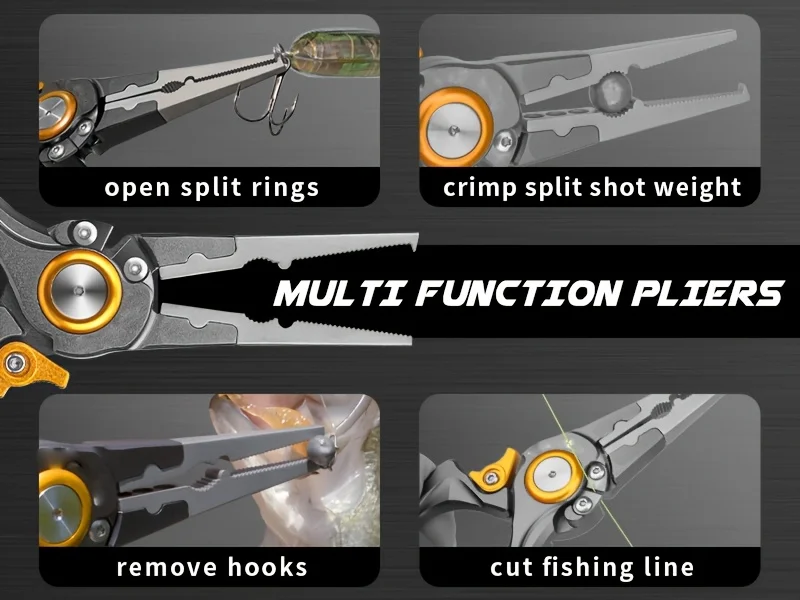 Alicates de pesca aluminio con funda y cortador de línea - imagen 2