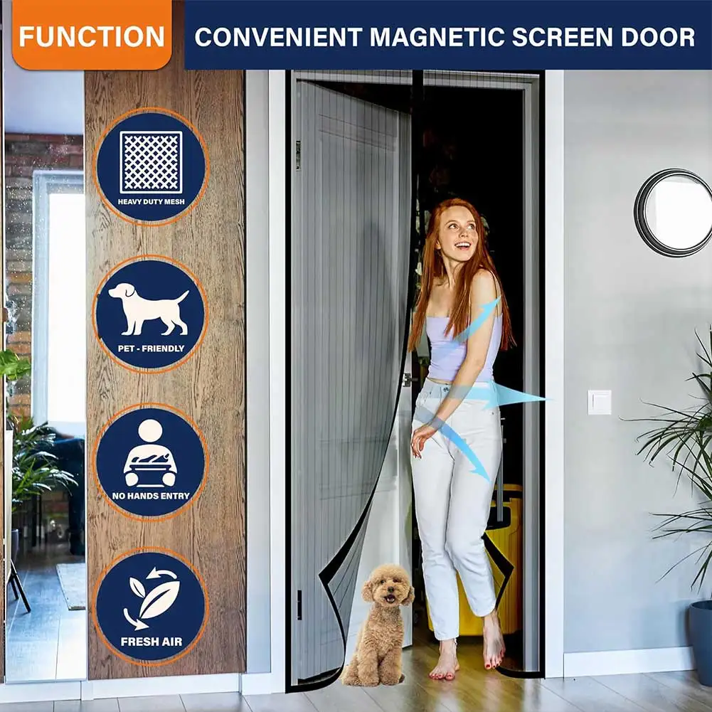 Cortina Magnética Antiinsectos para Puerta sin Perforación – Cierre Automático - imagen 3