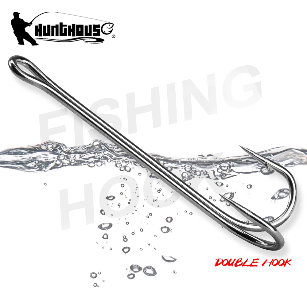 HuntHouse anzuelos dobles de acero inoxidable para pesca en agua salada