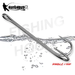 HuntHouse anzuelos dobles de acero inoxidable para pesca en agua salada