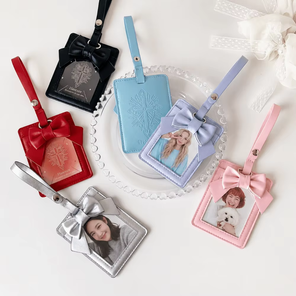 Porta tarjetas de cuero PU con lazo y funda protectora para fotos - imagen 5