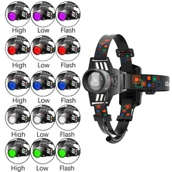 Linterna frontal LED para pesca con 3 modos y zoom 18650 compacta