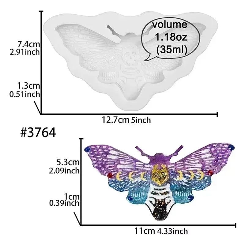 Molde de silicona polilla para resina epoxi y fundición DIY - imagen 4