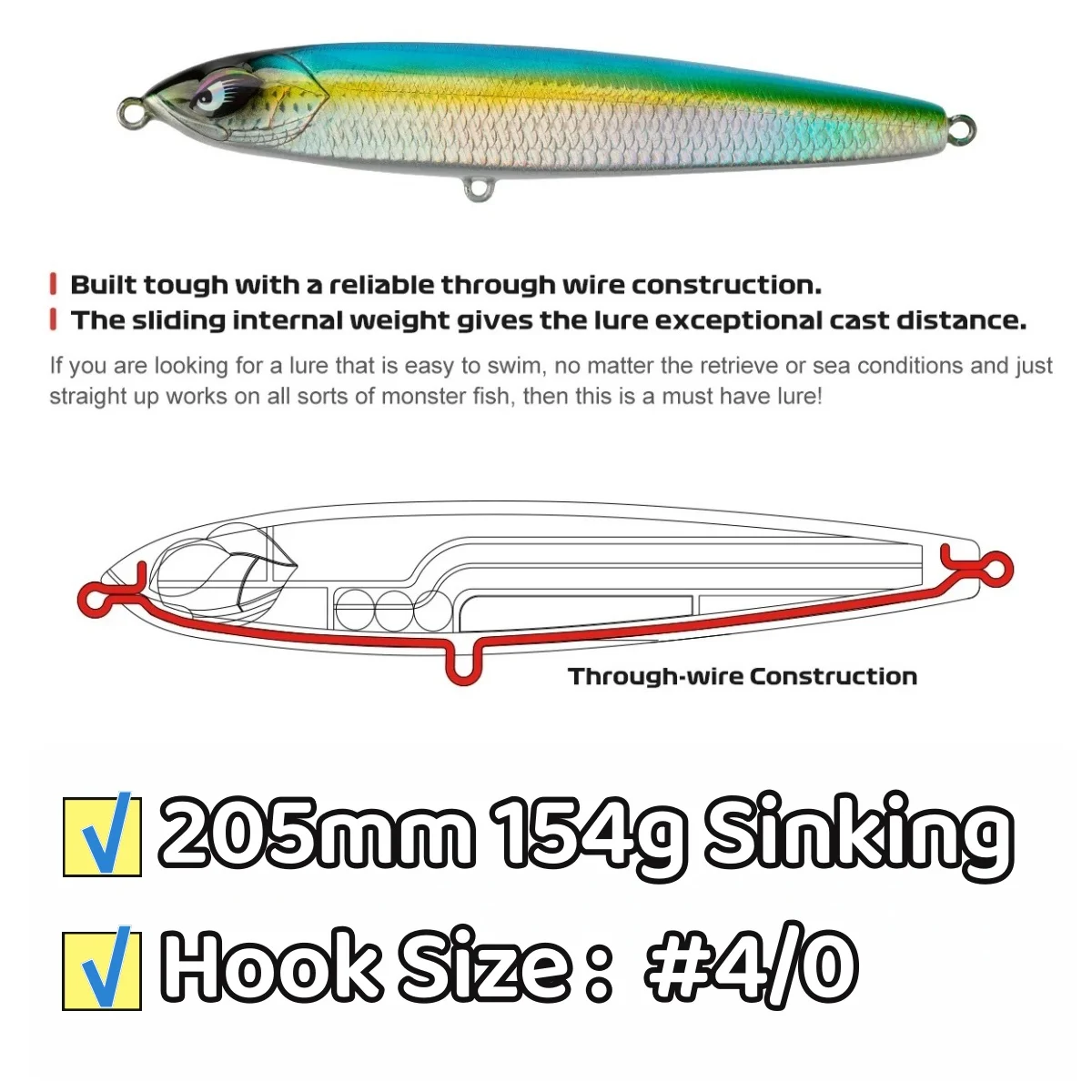 Señuelo Noeby Stickbait en acción