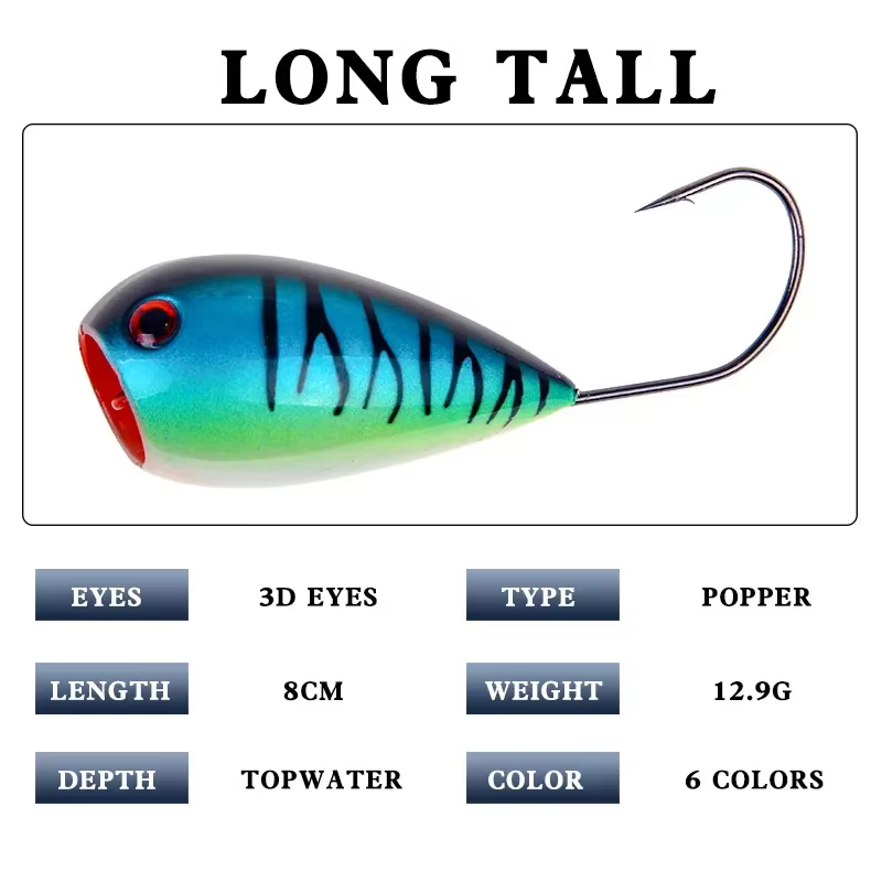 ALASICKA Popper huevo croata 8cm – Señuelo artificial flotante - imagen 2