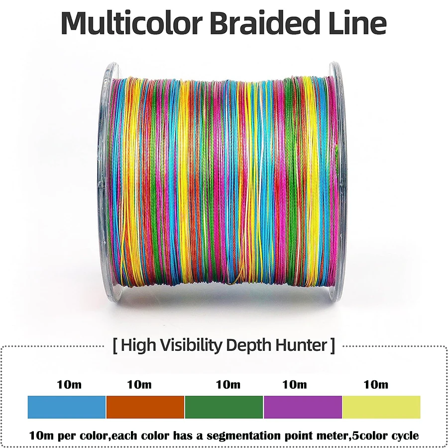 Bobina de línea trenzada X8 multicolor para pesca