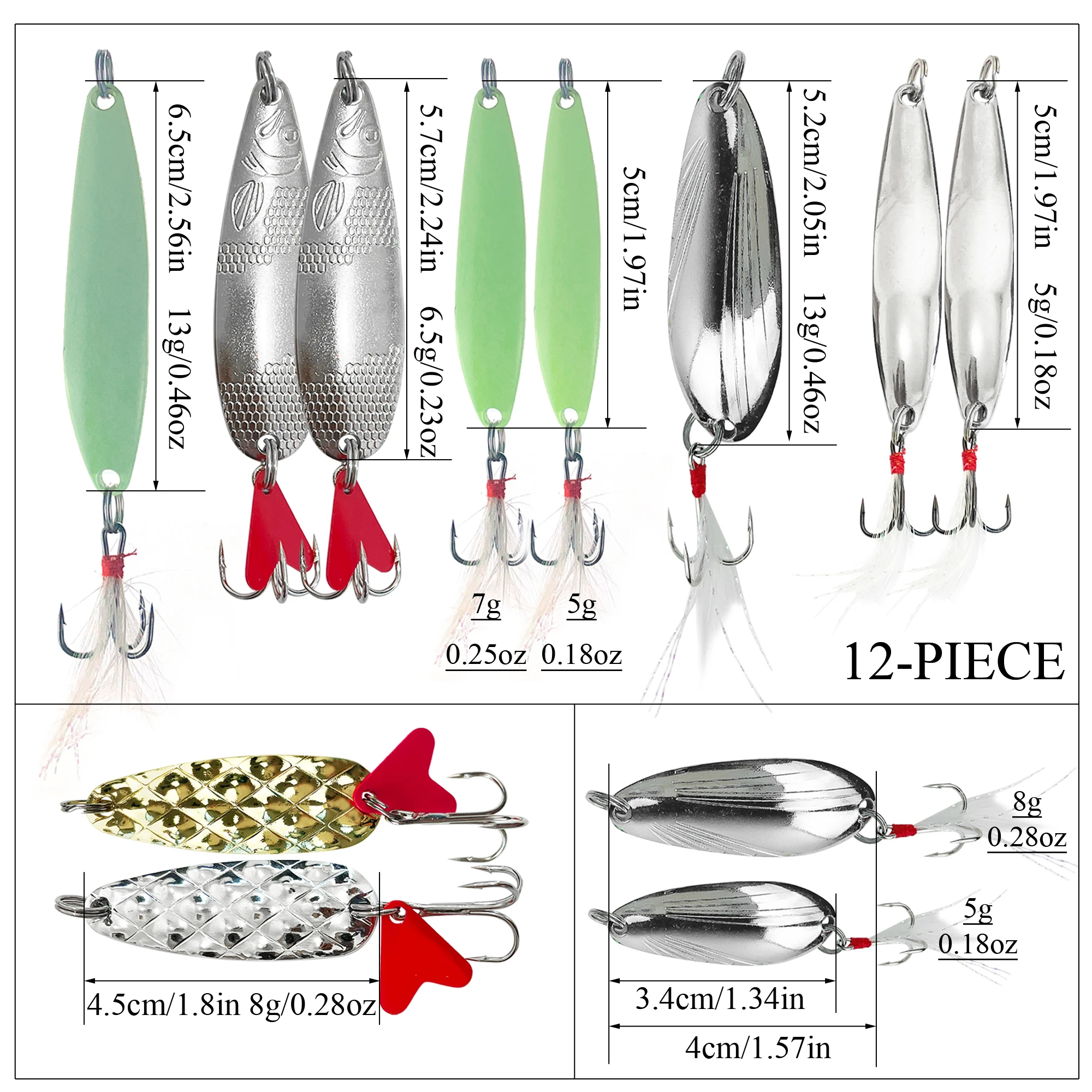 Free Fisher señuelos tipo cuchara con VIB giratorio y gancho de pluma - imagen 4