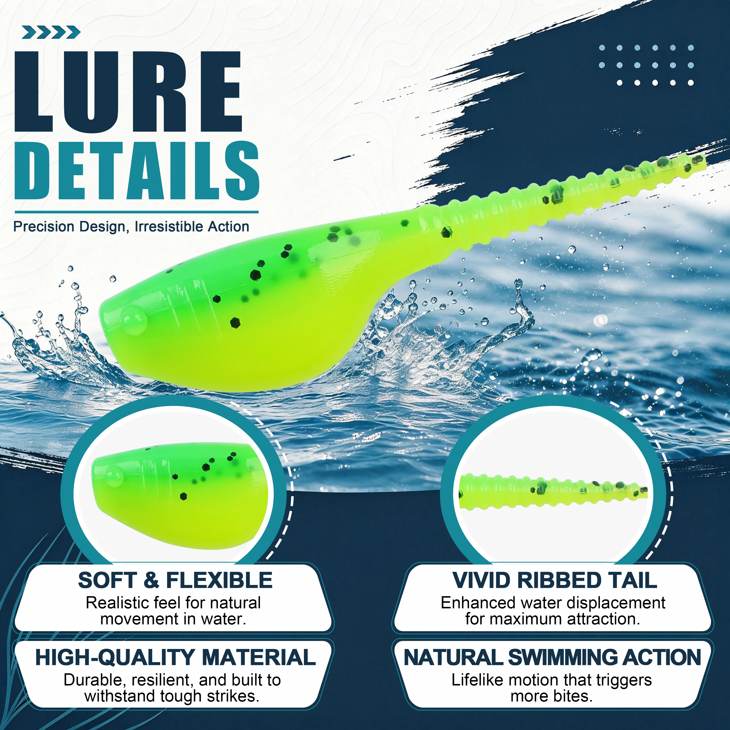 Señuelos para crappie: jig cabeza y vinilos cola bifurcada - imagen 3