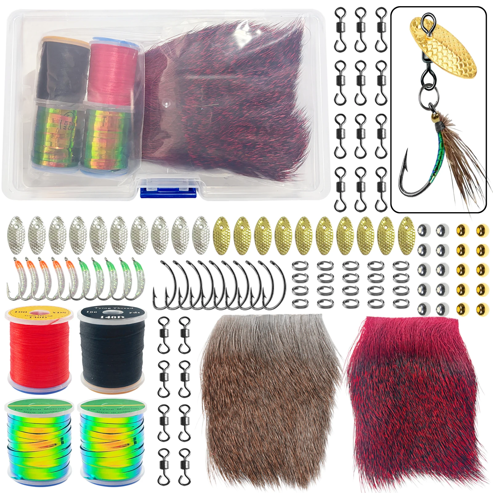 Free Fisher Kit atado de moscas con ganchos, materiales y lentejuelas - imagen 5