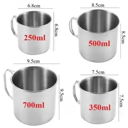 Taza de camping de acero inoxidable con asa plegable para exteriores