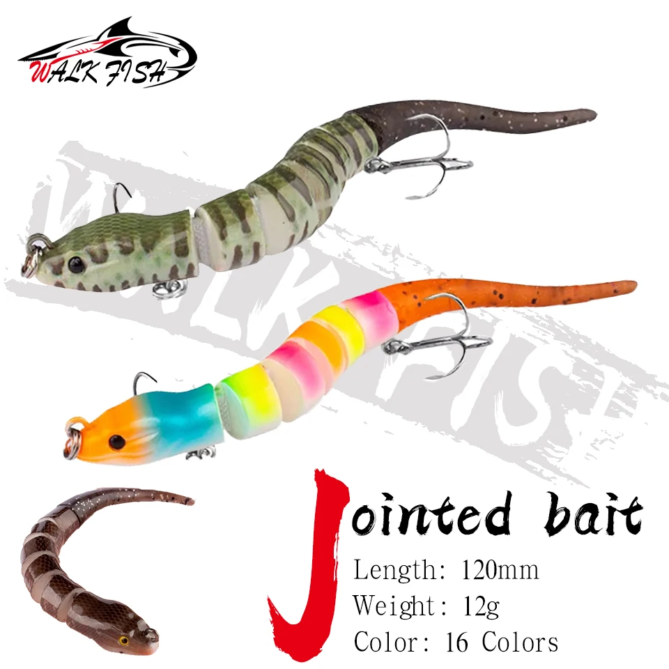 Señuelo articulado Walk Fish Eel Amarillo 12cm para agua salada - imagen 3