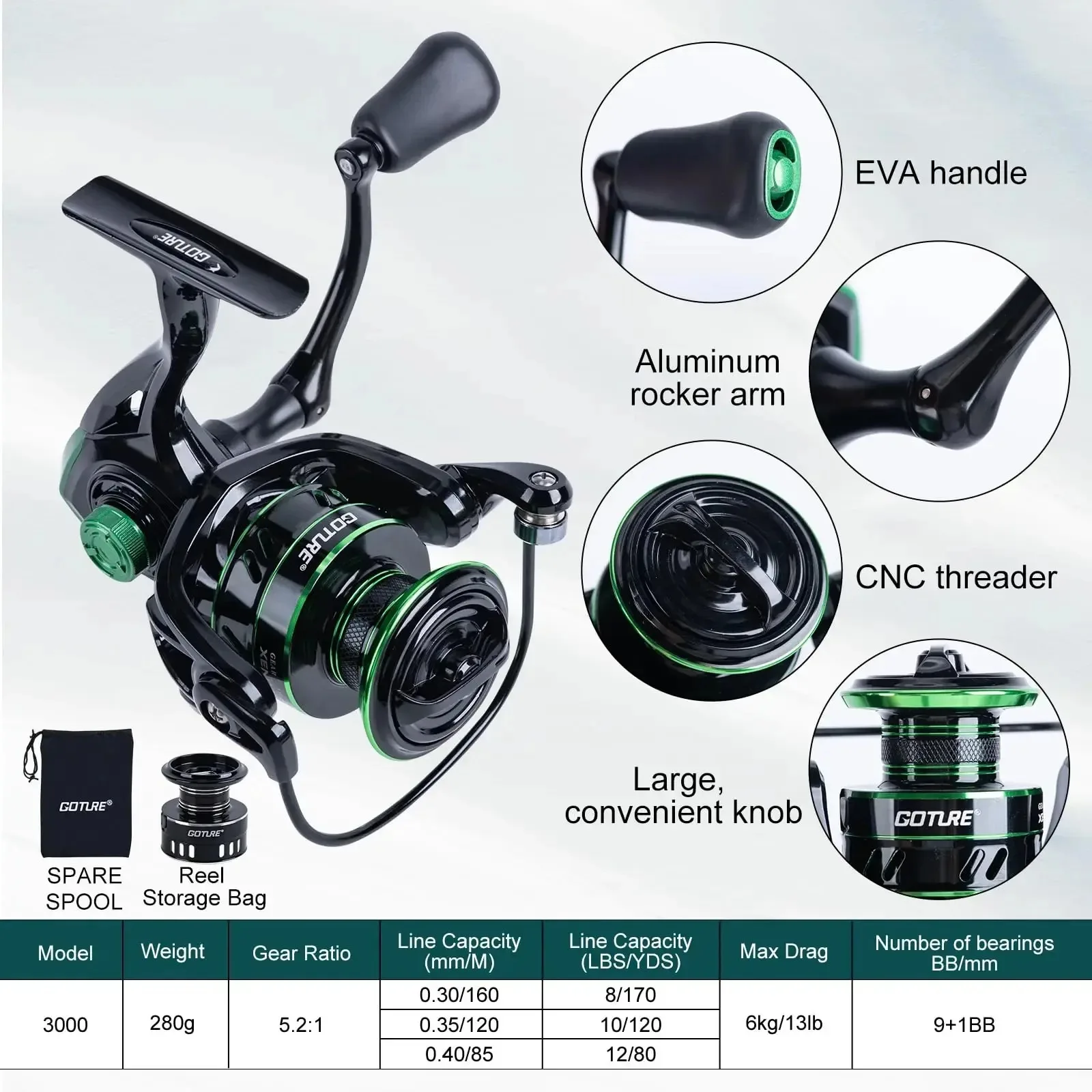 Goture Kit de pesca portátil con caña telescópica y equipo