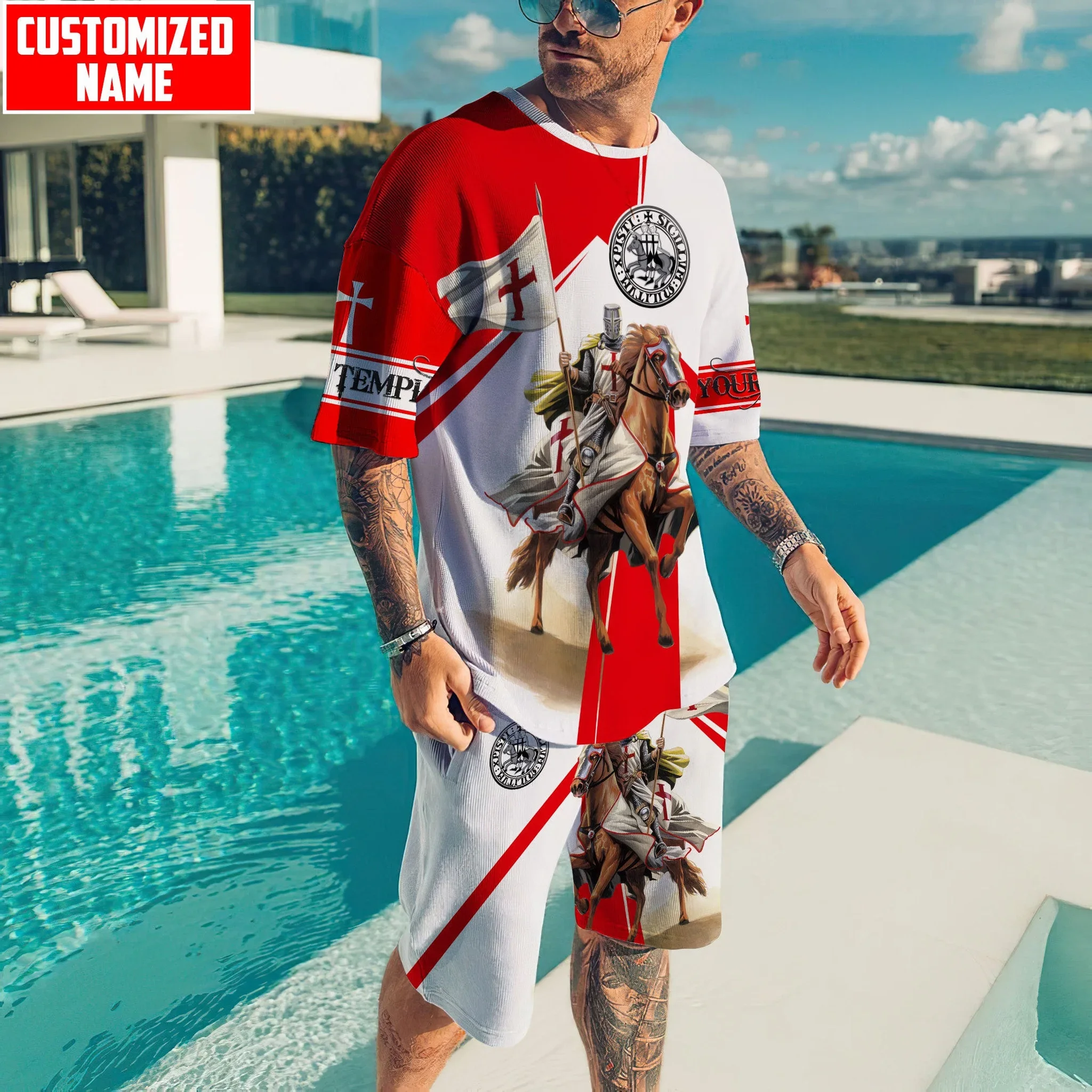 Camiseta y pantalón corto Caballero Templario para pesca 3D - imagen 4