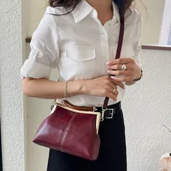 Bolso bandolera de cuero vintage para mujer, gran capacidad