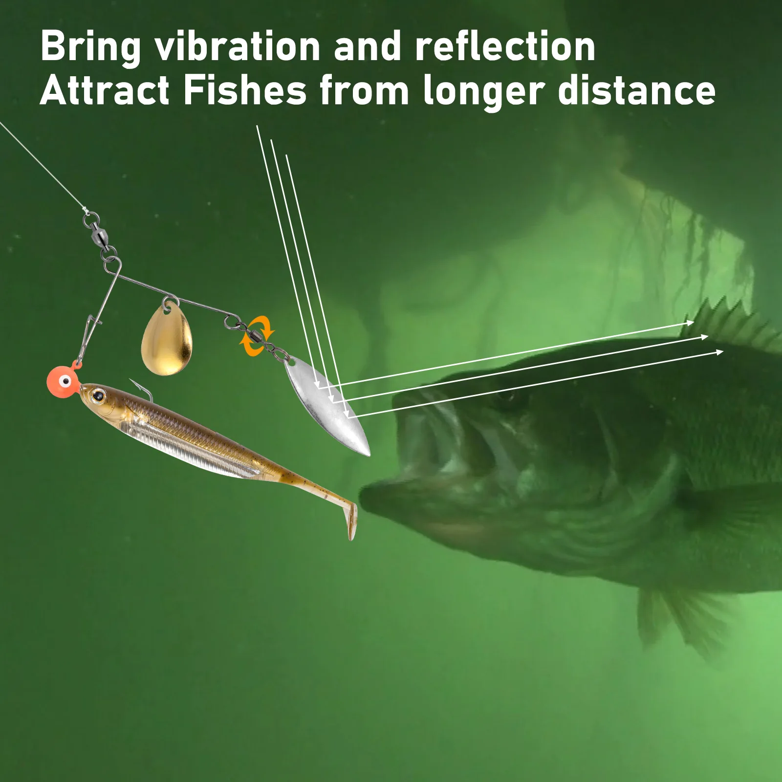 Spinnerbait con palas Colorado y sauce para bass y trucha - imagen 3