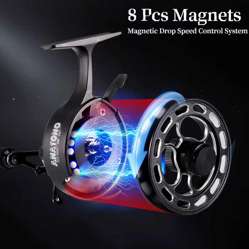 Carrete de hielo con caída magnética Anatono – Sistema anti-giro para pesca en hielo - imagen 2