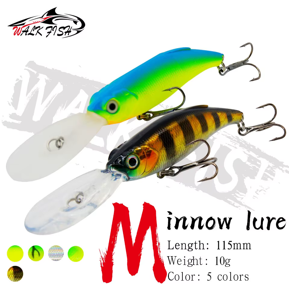 WALK FISH Wobbler 115mm – Señuelo walking 10g con 3D y 2 ganchos - imagen 4