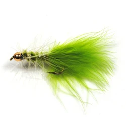 Wifreo Mosca Trucha Cabeza Latón Dorado Chartreuse Verde Oliva