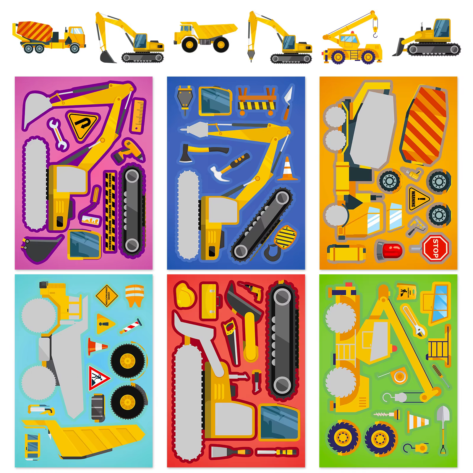Rompecabezas Infantil Camiones Construcción con Pegatinas - imagen 2