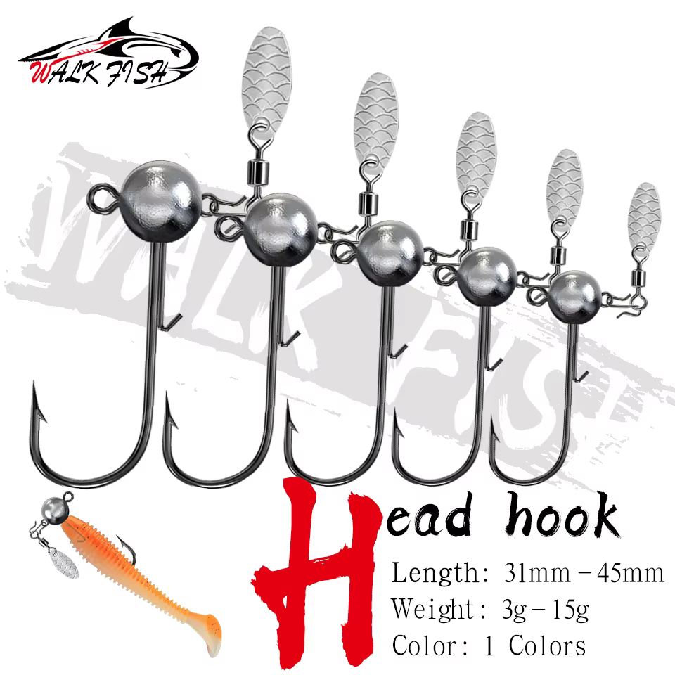 WALK FISH Jig Head melón con lentejuelas para lubina
