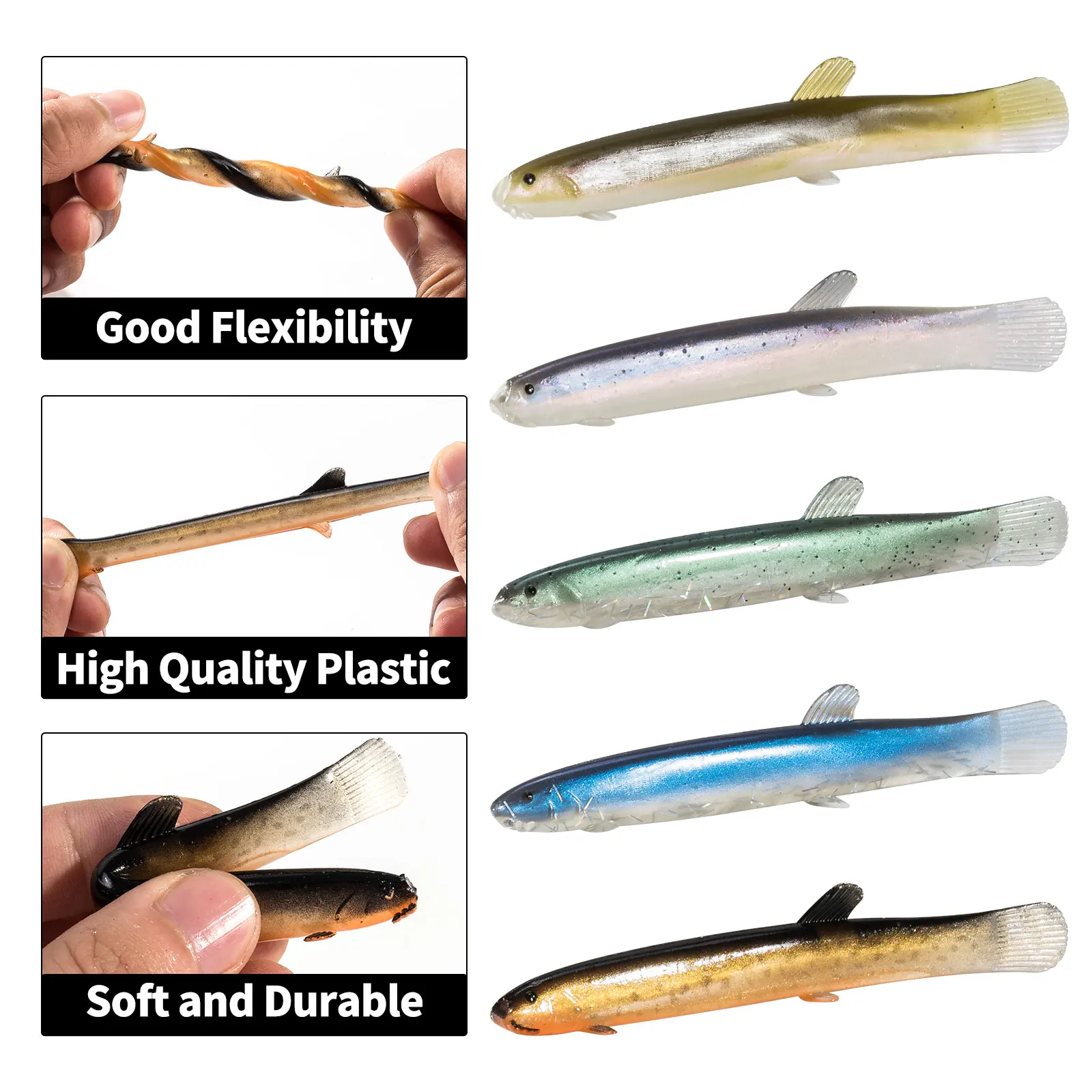 Señuelo blando Swimbait Anguila Loach 10 cm ojos 3D para lubina - imagen 2