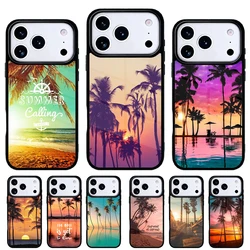 Funda iPhone con diseño palmeras y atardecer — carcasa trasera