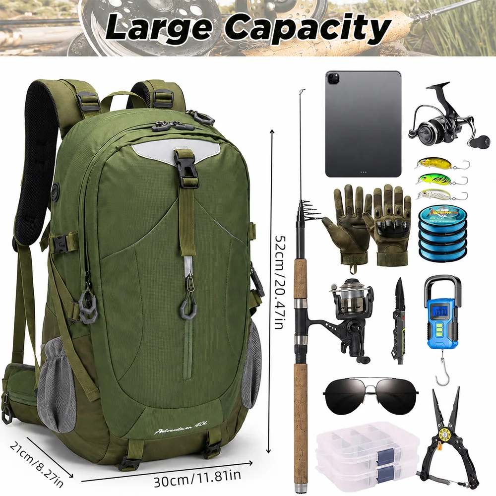 Mochila de pesca impermeable multifuncional con funda lluvia - imagen 5